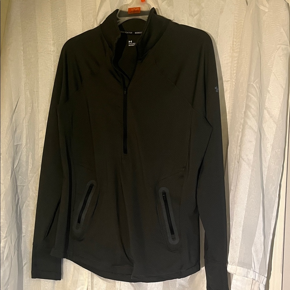 Under Armour Gray/Olive Quarter-Zip Sweatshirt, XL